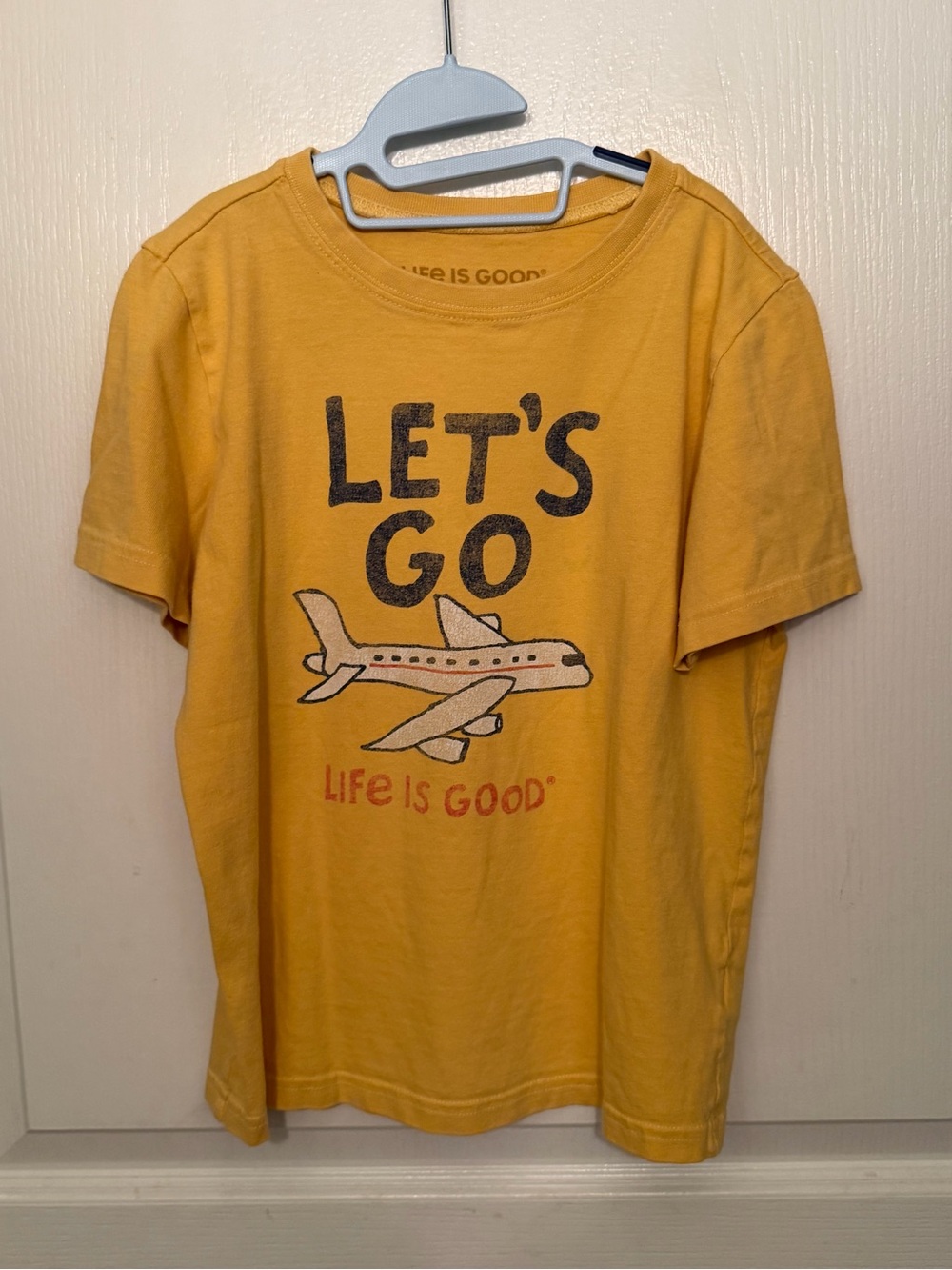 Life Is Good Kids Yellow Let's Go Airplane Graphic Tee